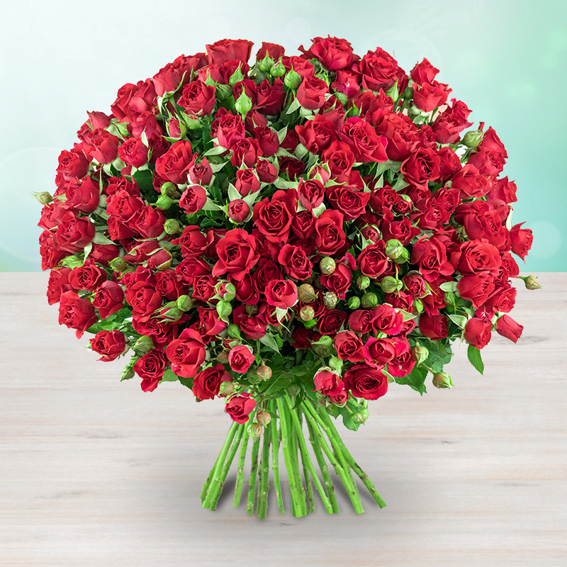 Букет 97 красная многоцветковые роза