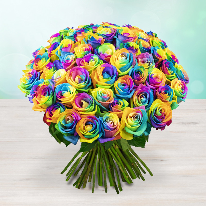 Bouquet rainbow luxury rose